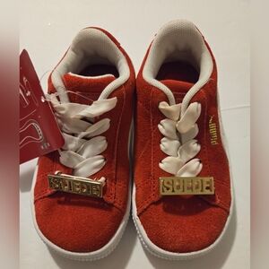 NEW Puma Baby Shoes Size 6 Red & Wt